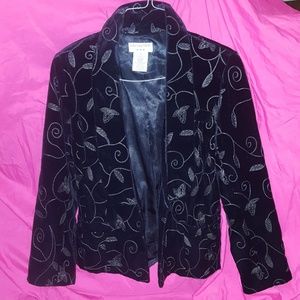 black leaf patterned blazer